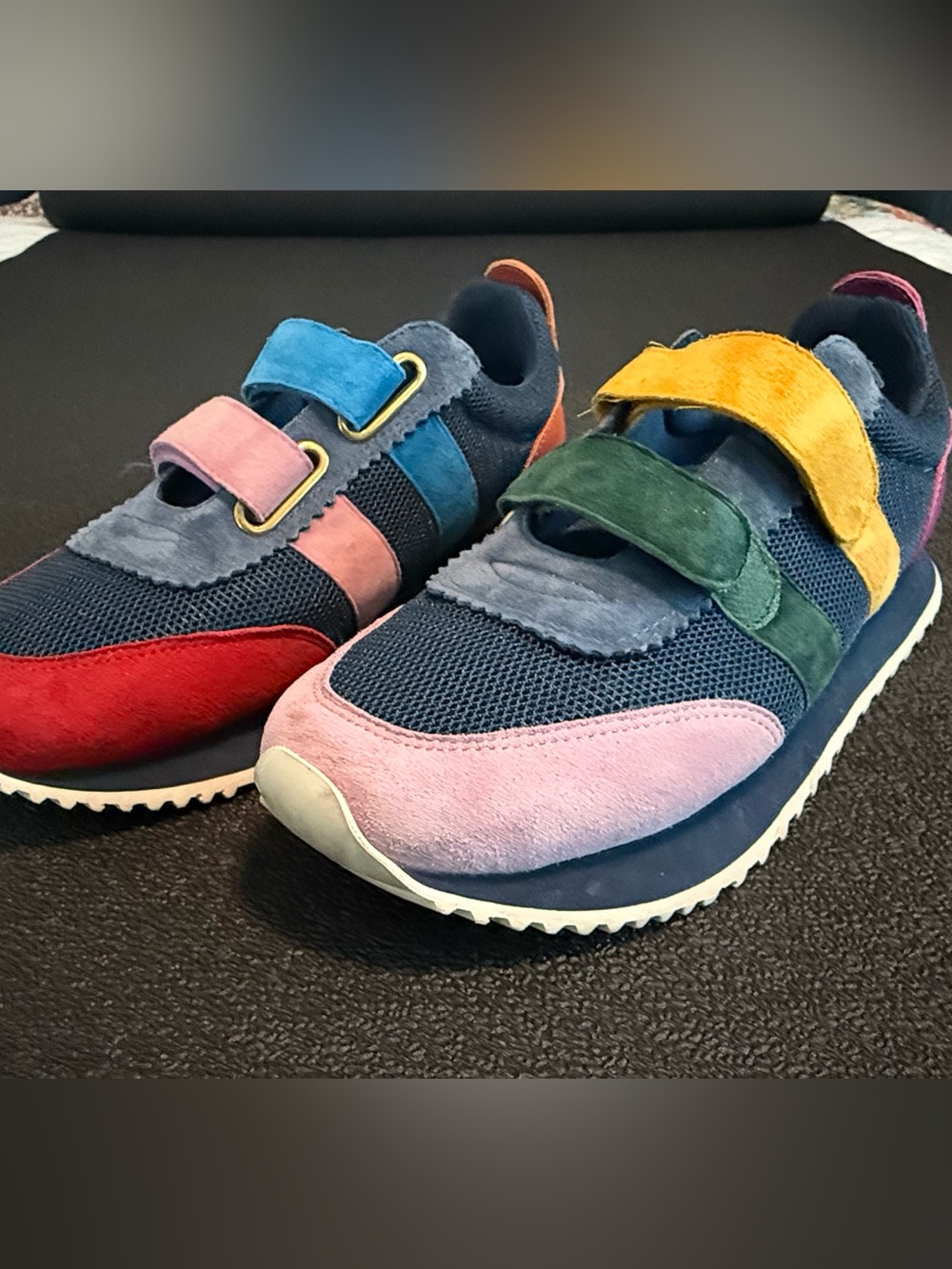 Women’s Multicolor Suede & Mesh Velcro Sneakers - Charlotte Stone. Size 8